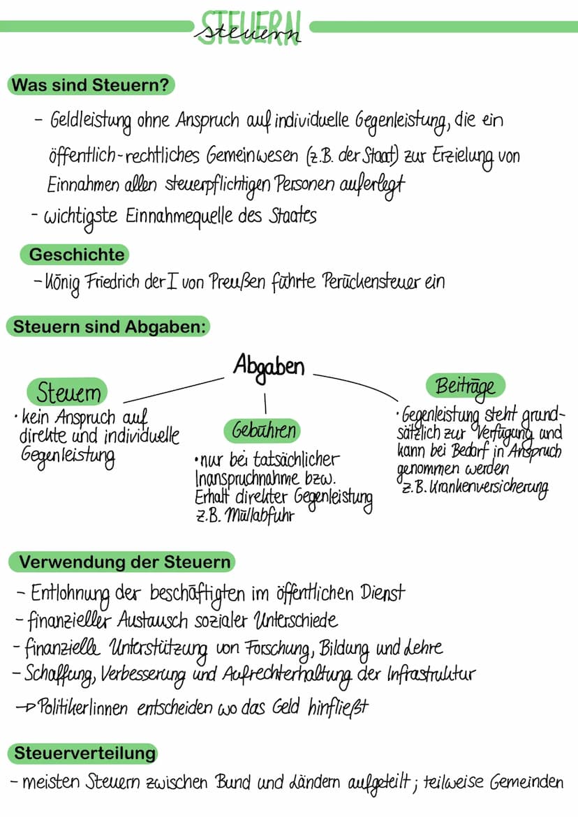 Welche Funktionen erfüllen Steuern?
Steuern
Fiskalzweck
I
Oberstes Ziel:
Finanzierung staat.
Aufgaben
Steuem
Umverteilungszweck
Wie entstehe