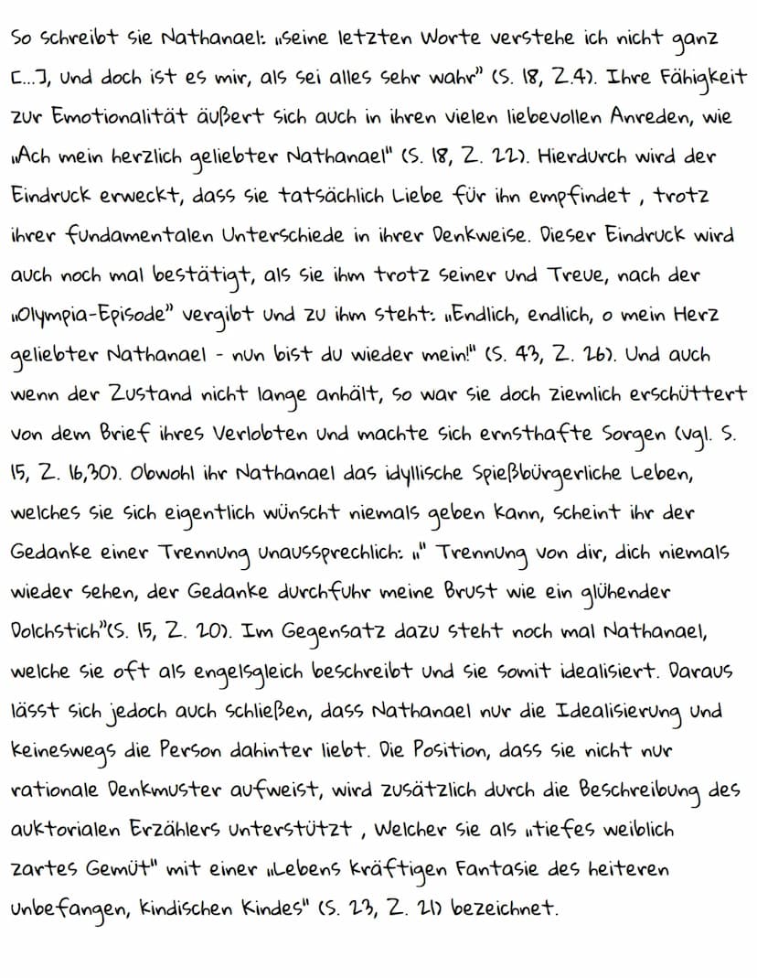 Charakterisierung Clara Der Sandmann
:
Durch die Verlobung zum Protagonisten Nathanael, ist die Figur Clara
aus der Novelle, Der Sandmann", 