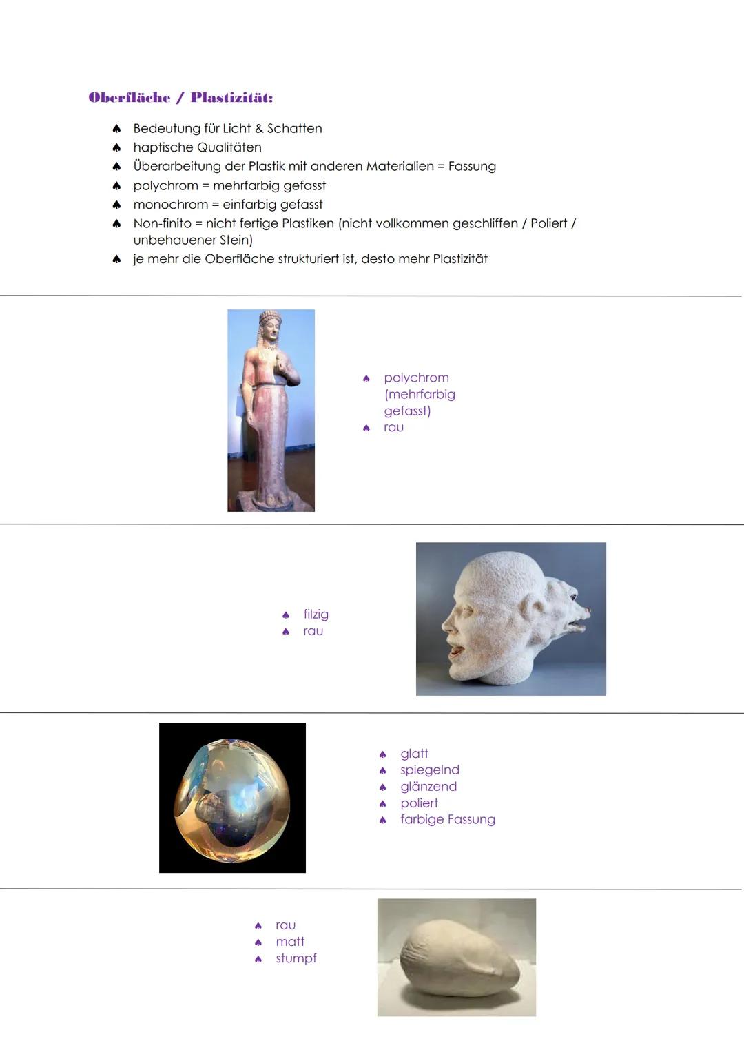 # PLASTIK

▲ griech.,,plassein" = bilden, formen, modellieren

▲ bspw. Ton Wachs, Gips, Papiermache

▲ teilweise Korrektur möglich

▲ Unters