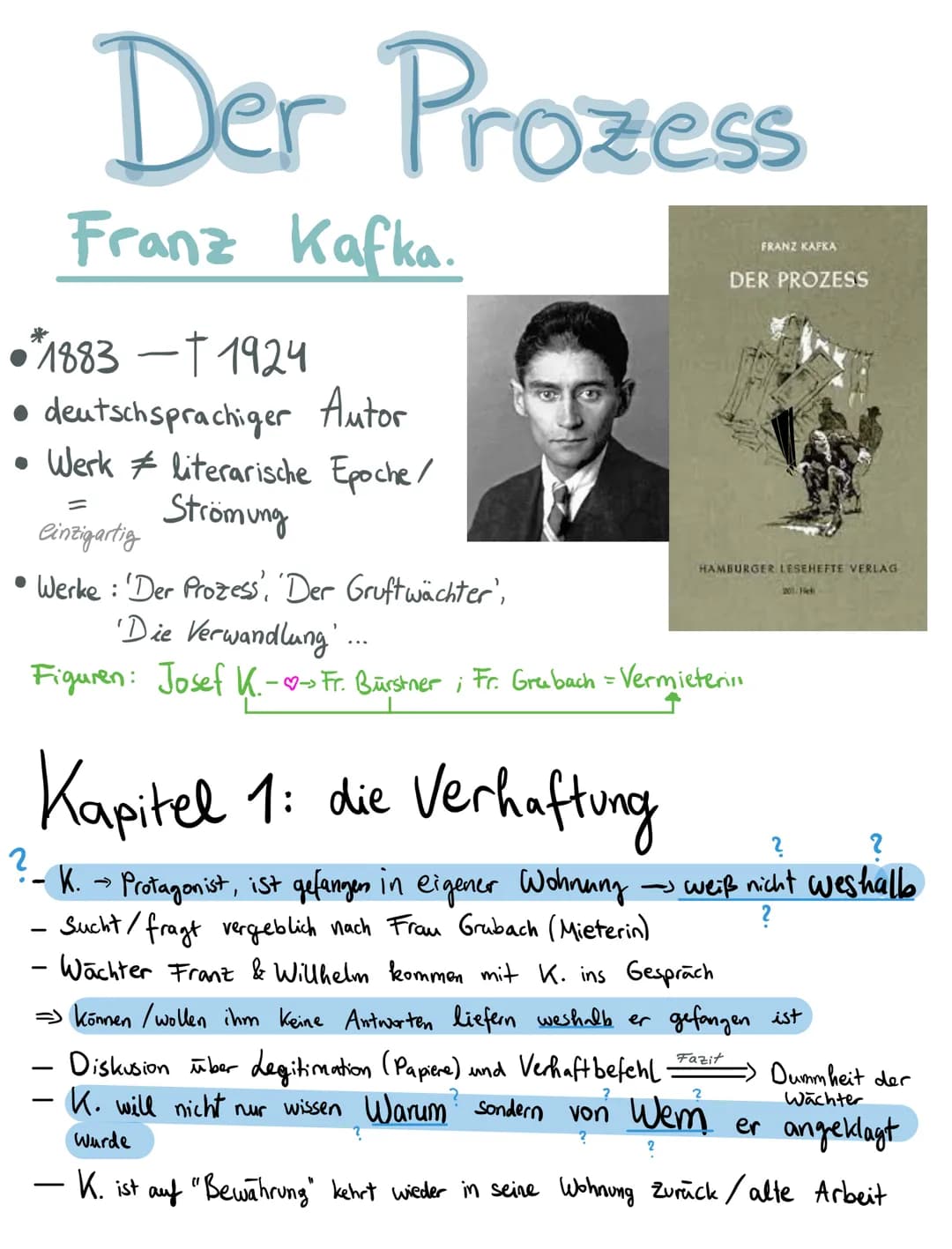 •*1883 -† 1924
• deutschsprachiger Autor
• Werk #literarische Epoche/
Strömung
Der Prozess
Franz Kafka.
=
einzigartig
• Werke: 'Der Prozess'