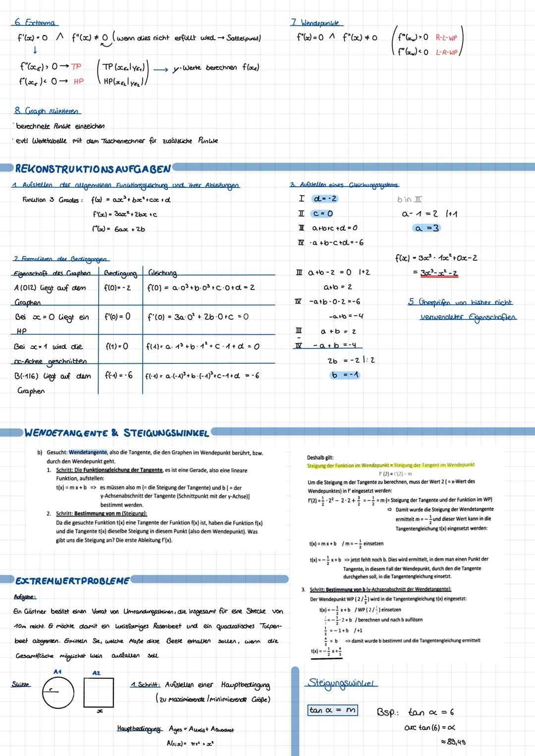 ABLEITUNGEN
Potenzregel: Für eine Funution f mit der Gleichung f(x) = x², new, gilt f'(x) = n.x²-²
Faktorregel: Für eine Function of mit der
