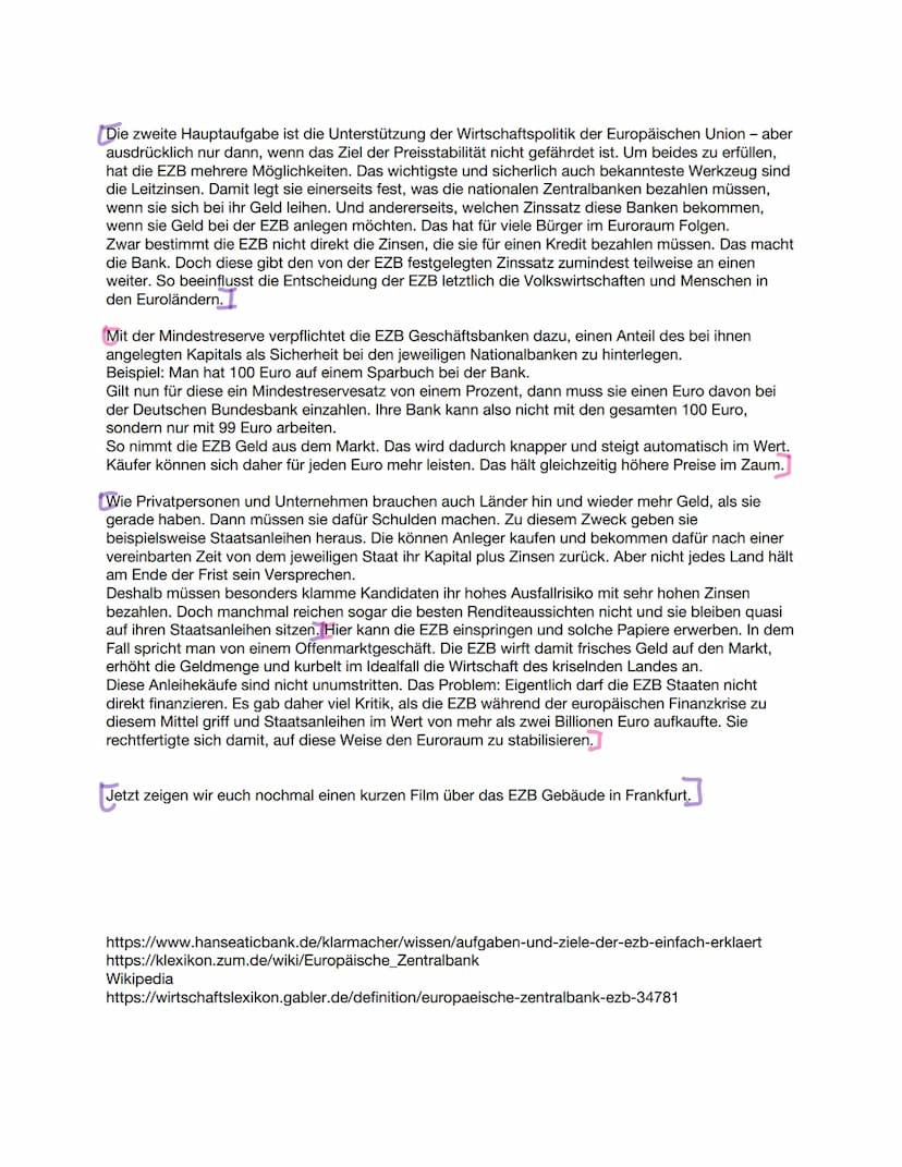 Wir halten heute eine Präsentation über die Europäische Zentralbank, genannt auch EZB, die die
Französin Christine Lagarde als Präsidentin h