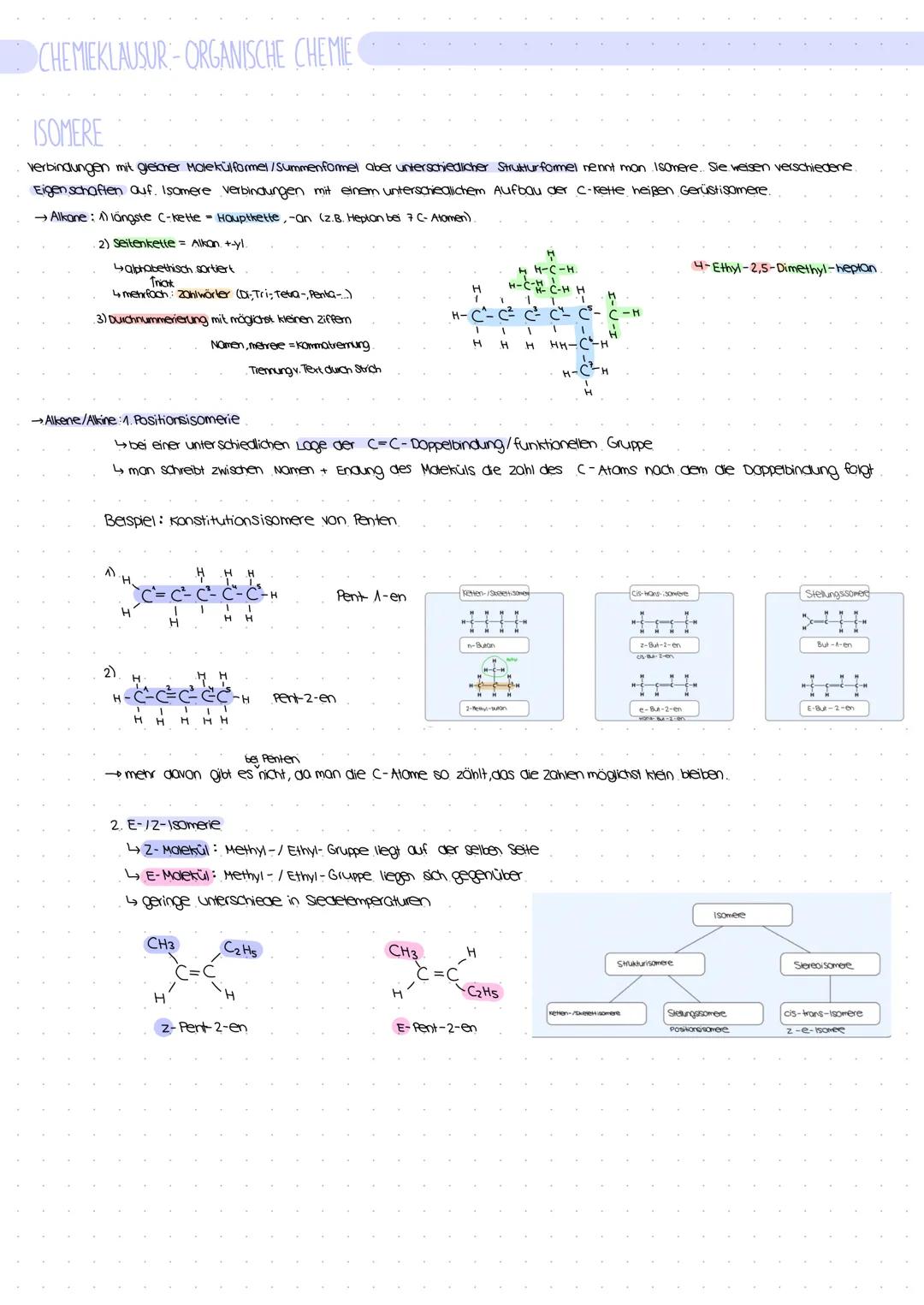 # CHEMIEKLAUSUR-ORGANISCHE CHEMIE

ISOMERE

verbindungen mit greicher Molekülformel/Summenformel aber unterschiedlicher Strutturformel nennt
