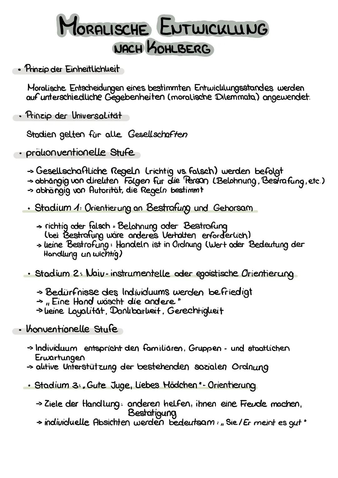 MORALISCHE ENTWICKLUNG
NACH KOHLBERG
●
Stadium 6
Postkonrentionell
Gundnatzm
Stadium 5
Stadium 4
Stadium 3
Stadium Z
Stadium 6: Gewissens- u