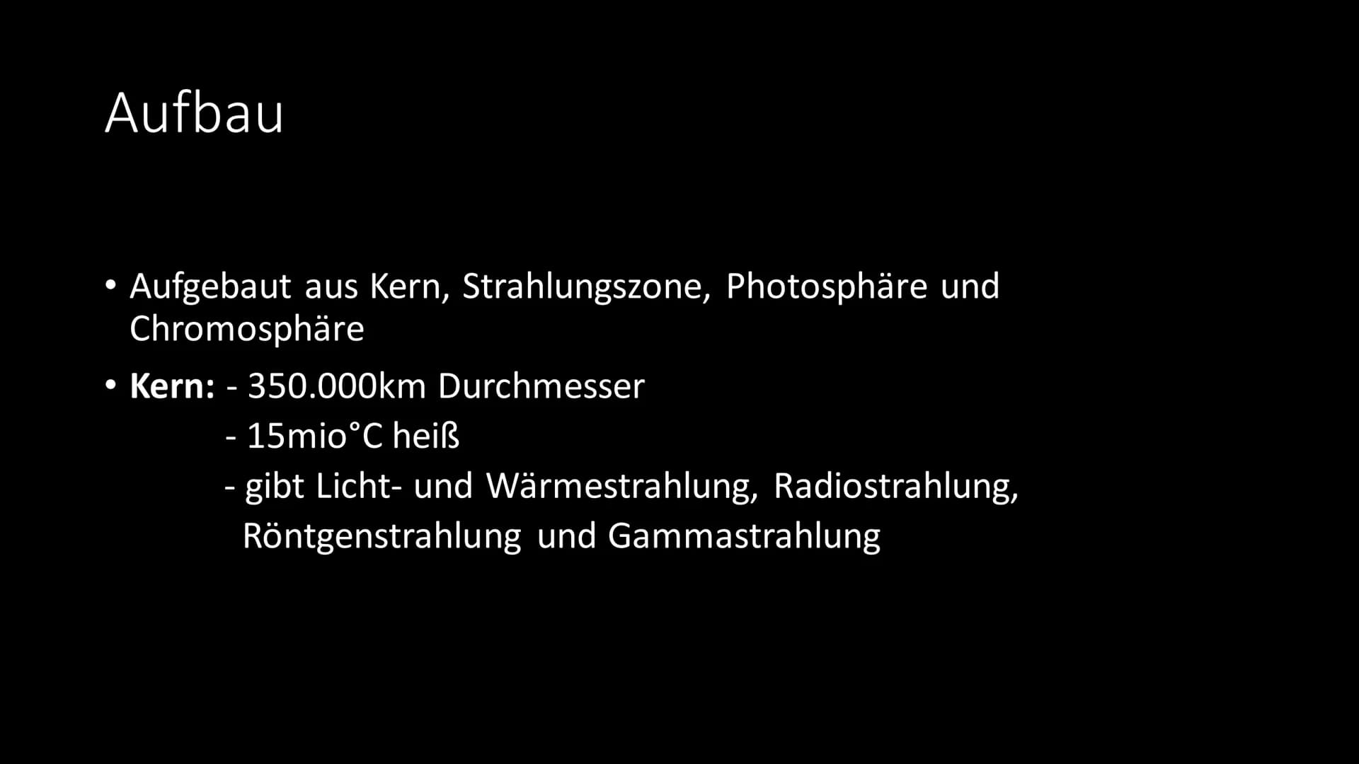 Die Sonne Gliederung
Allgemeine Infos
• Aufbau
●
●
• Bedeutung für das Sonnensystem
• Bedeutung für die Erde
●
• Leuchtkraft
Sonnenstrahlung