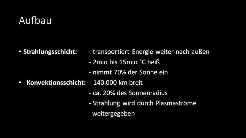 Die Sonne Gliederung
Allgemeine Infos
• Aufbau
●
●
• Bedeutung für das Sonnensystem
• Bedeutung für die Erde
●
• Leuchtkraft
Sonnenstrahlung