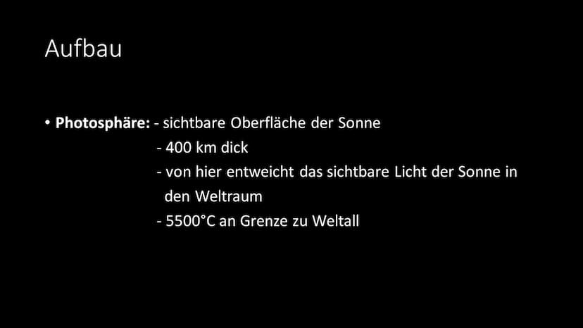 Die Sonne Gliederung
Allgemeine Infos
• Aufbau
●
●
• Bedeutung für das Sonnensystem
• Bedeutung für die Erde
●
• Leuchtkraft
Sonnenstrahlung