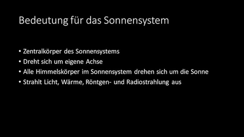 Die Sonne Gliederung
Allgemeine Infos
• Aufbau
●
●
• Bedeutung für das Sonnensystem
• Bedeutung für die Erde
●
• Leuchtkraft
Sonnenstrahlung