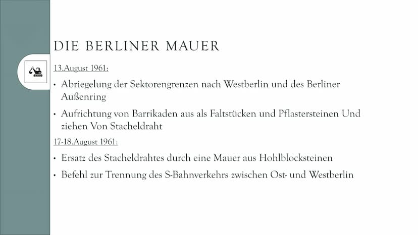 MAUERBAU
1961
Amelie und Leoni
THE NEW GLIEDERUNG
?
WARUM WURDE
DIE MAUER
GEBAUT ?
A
FOLGEN DES
MAUERBAUS
?
WER HAT DEN BAU
VERANLASST ?
FAL