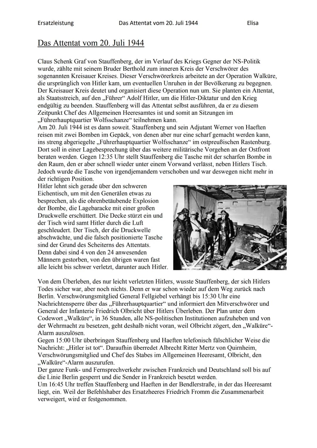 Ersatzleistung
Das Attentat
vom 20. Juli 1944 Ersatzleistung
Das Attentat vom 20. Juli 1944
Das Attentat vom 20. Juli 1944
Elisa
Claus Schen