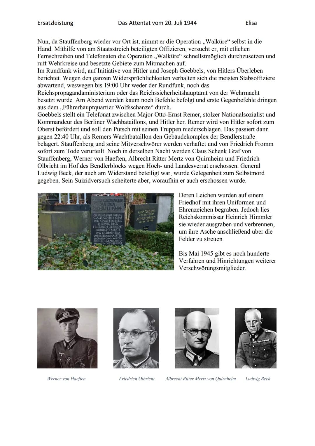 Ersatzleistung
Das Attentat
vom 20. Juli 1944 Ersatzleistung
Das Attentat vom 20. Juli 1944
Das Attentat vom 20. Juli 1944
Elisa
Claus Schen