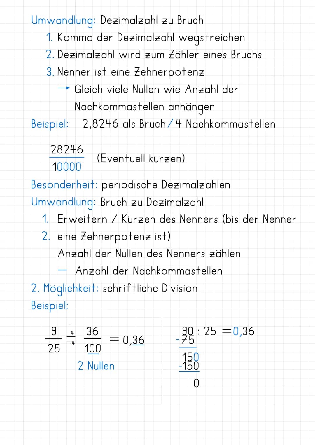 Dezimalzahlen / -brüche
Dezimalbruch
auch: Zehnerbruch
Bruch, in dessen Nenner 10 oder eine Potenz
von 10 steht (bspw. 100, 1000, etc.)
Nenn