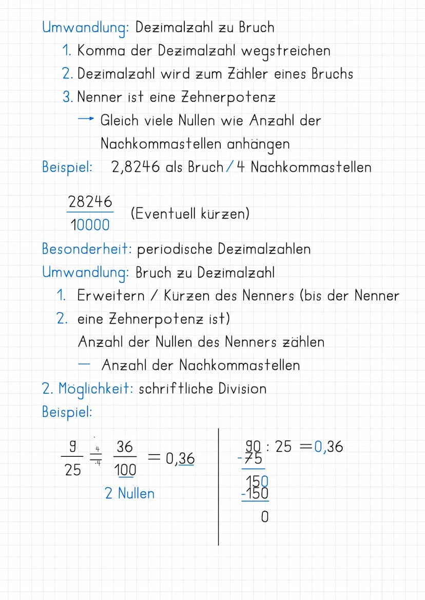 Dezimalzahlen / -brüche
Dezimalbruch
auch: Zehnerbruch
Bruch, in dessen Nenner 10 oder eine Potenz
von 10 steht (bspw. 100, 1000, etc.)
Nenn