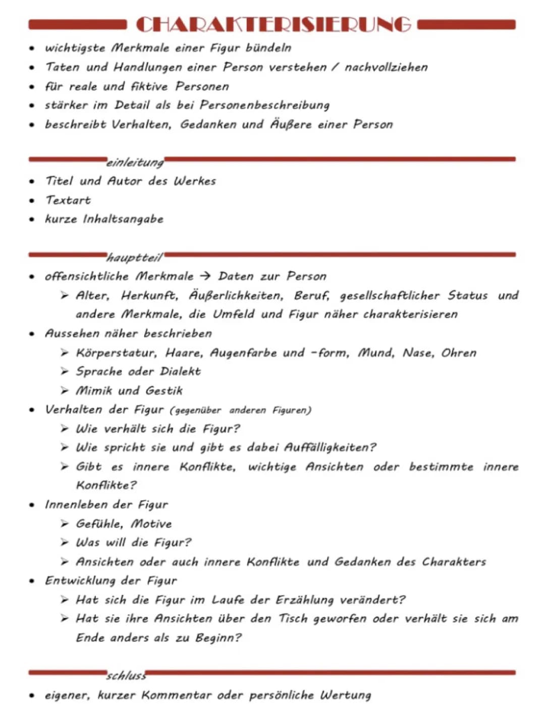 summery und Charakterisierung 