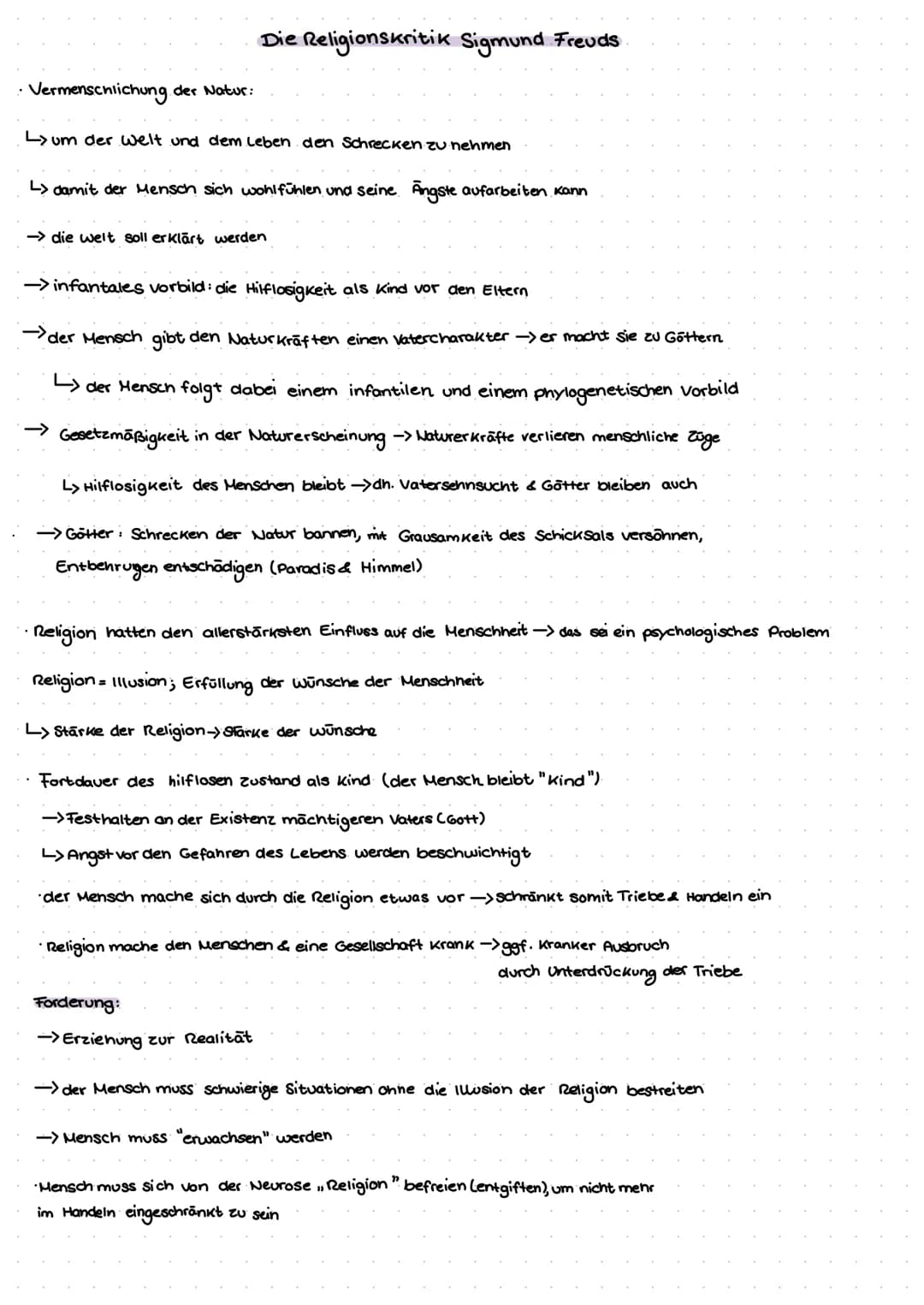 Ansatz:
Religions kritik von Ludwig Feverbach
L> Mensch will Unvollkommenheit damit überwinden
Gottes Existenz widerlegen -> durch Erklärung