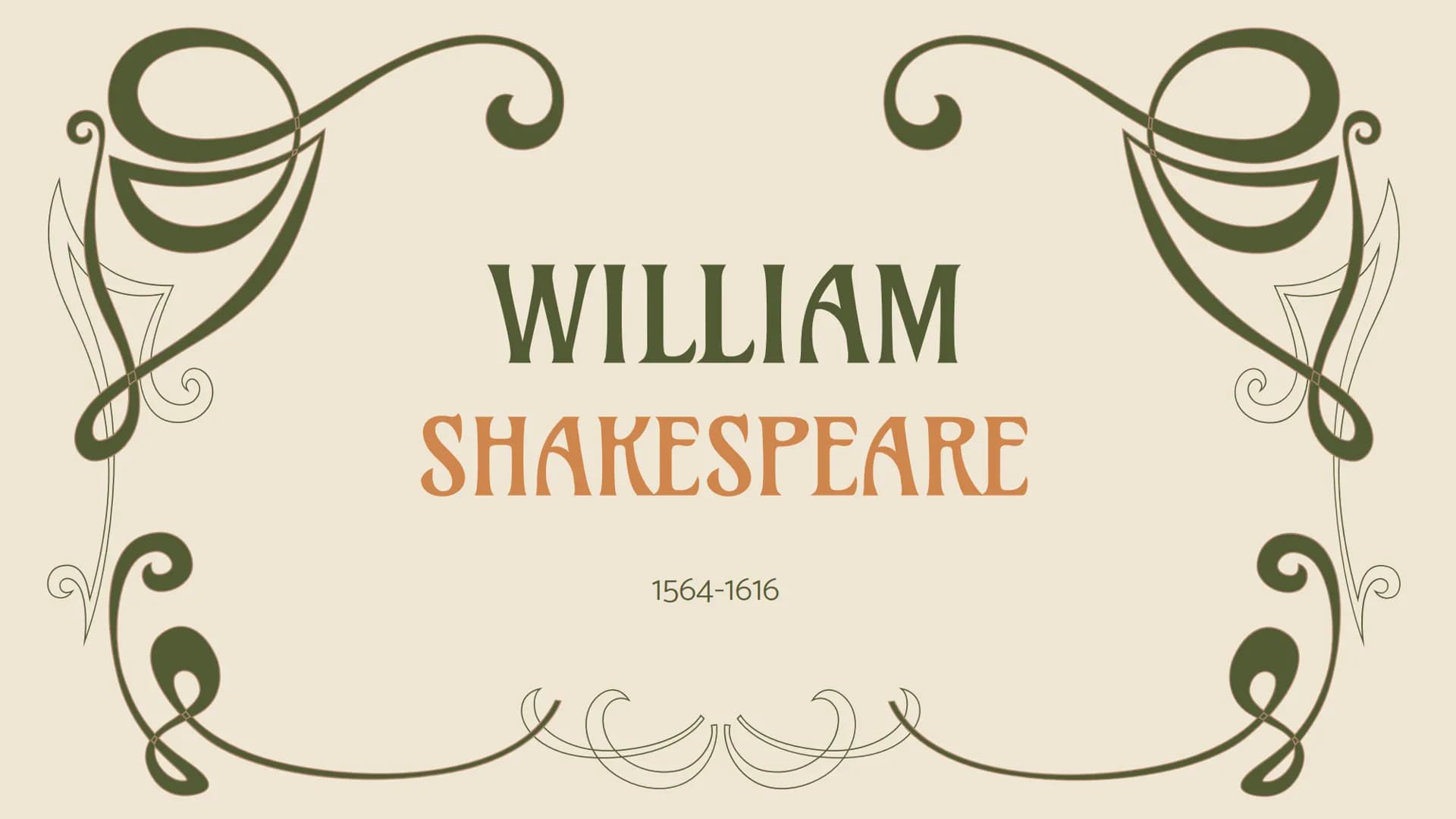 WILLIAM
SHAKESPEARE
1564-1616 TABLE OF CONTENTS
01 Shakespeare's life
02
His works
Sonnets, tragedies, comedies,
history plays and their
cha