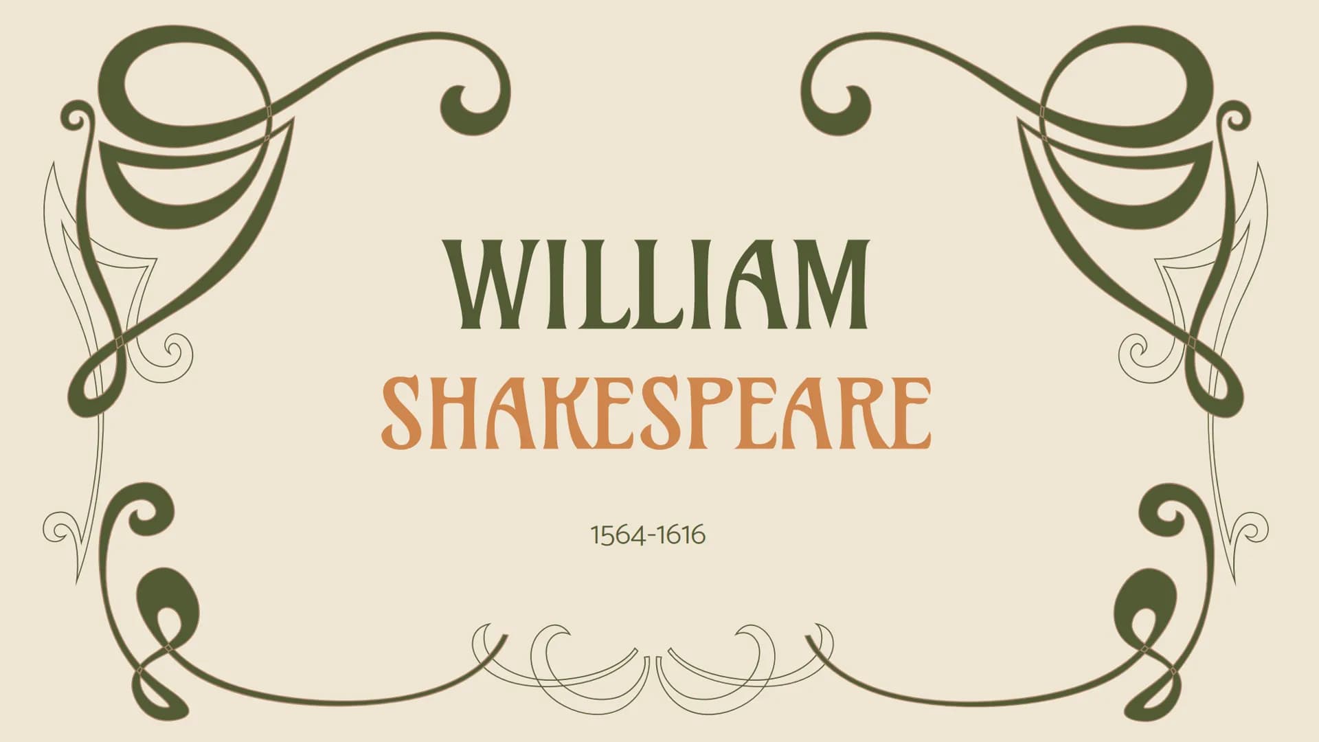 WILLIAM
SHAKESPEARE
1564-1616 TABLE OF CONTENTS
01 Shakespeare's life
02
His works
Sonnets, tragedies, comedies,
history plays and their
cha