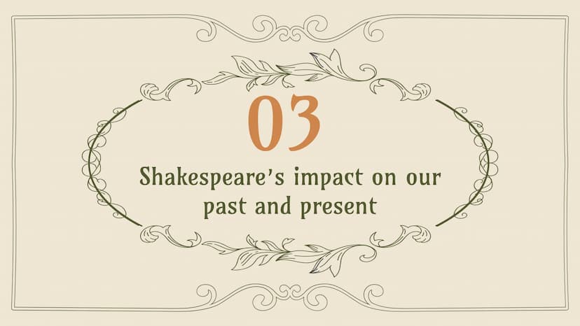 WILLIAM
SHAKESPEARE
1564-1616 TABLE OF CONTENTS
01 Shakespeare's life
02
His works
Sonnets, tragedies, comedies,
history plays and their
cha