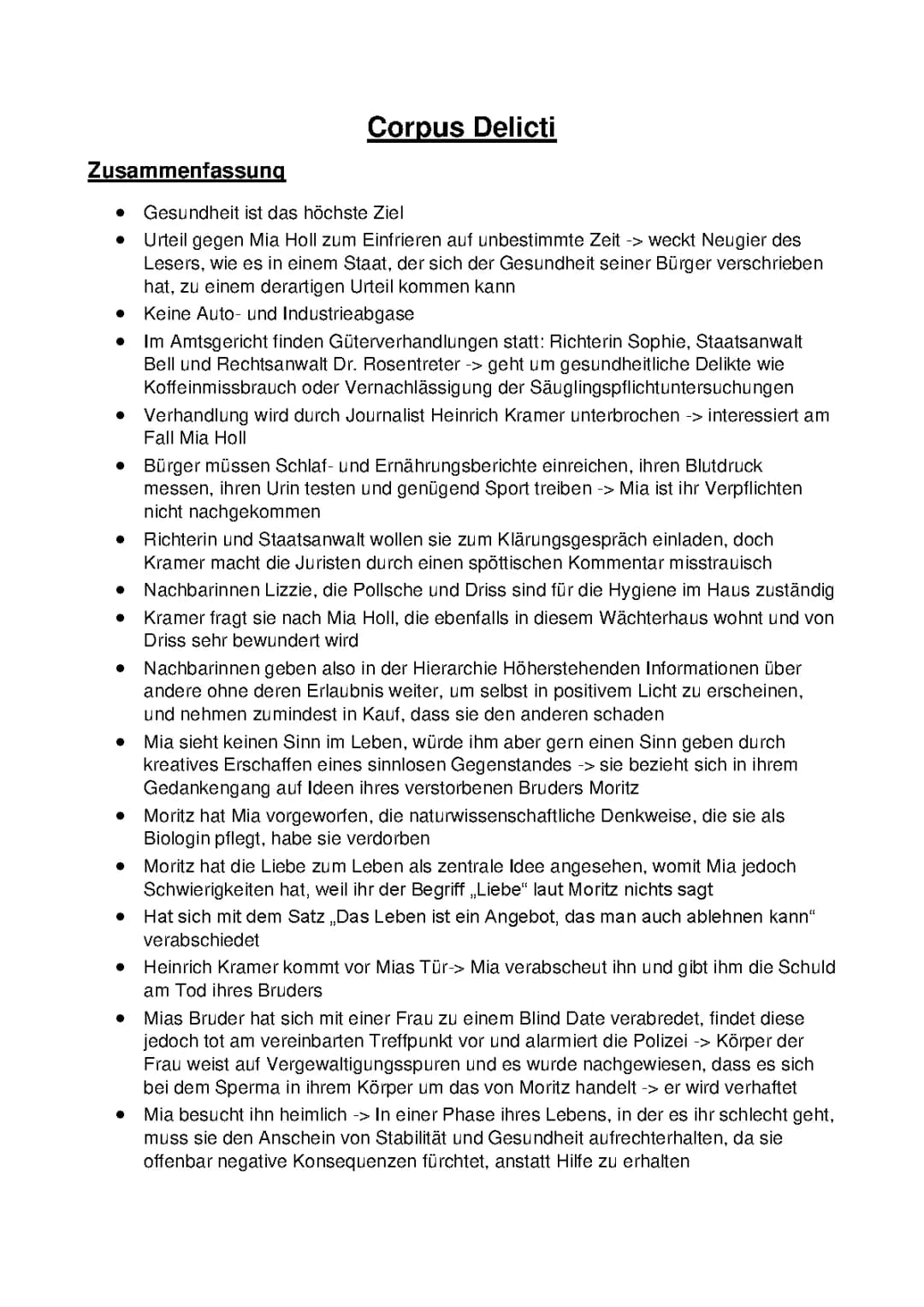 Corpus Delicti: Zusammenfassung und wichtige Punkte