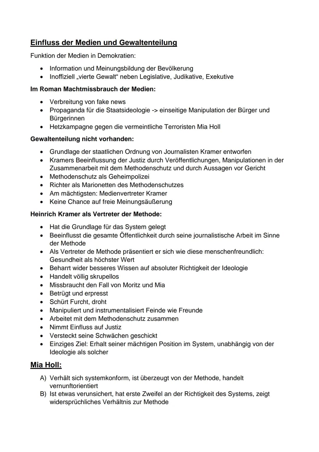 Zusammenfassung
●
●
●
• Verhandlung wird durch Journalist Heinrich Kramer unterbrochen -> interessiert am
Fall Mia Holl
•
Bürger müssen Schl