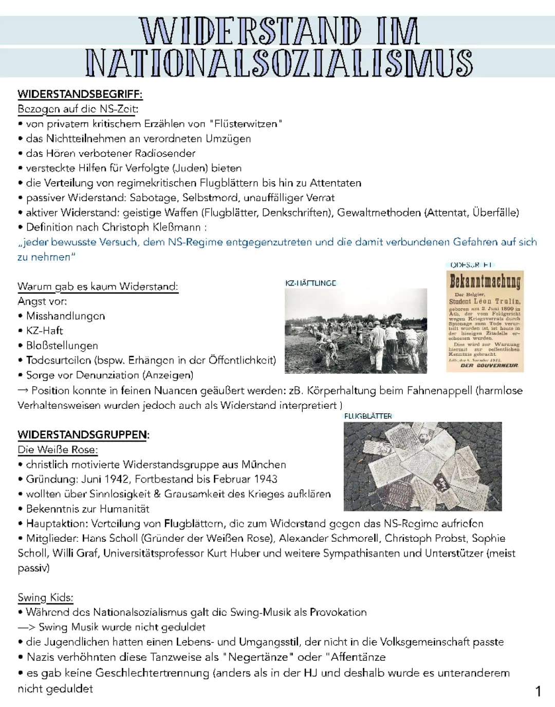 Widerstandsgruppen im Nationalsozialismus: Weiße Rose, Swing-Jugend und mehr