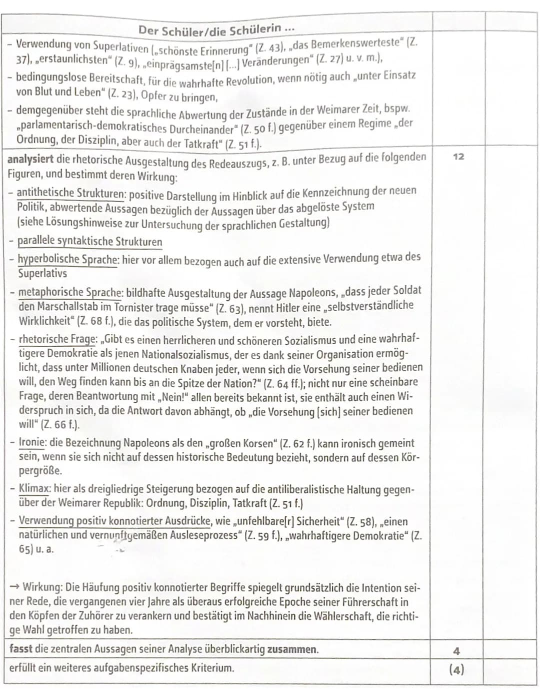 Teilaufgabe 1
Anforderungen
Analyse eines Auszugs aus der Rede A. Hitlers, die er am 30. Januar 1937 vor
den Mitgliedern des Deutschen Reich