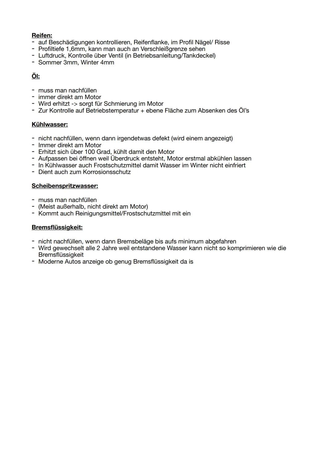 Reifen:
- auf Beschädigungen kontrollieren, Reifenflanke, im Profil Nägel/ Risse
- Profiltiefe 1,6mm, kann man auch an Verschleißgrenze sehe