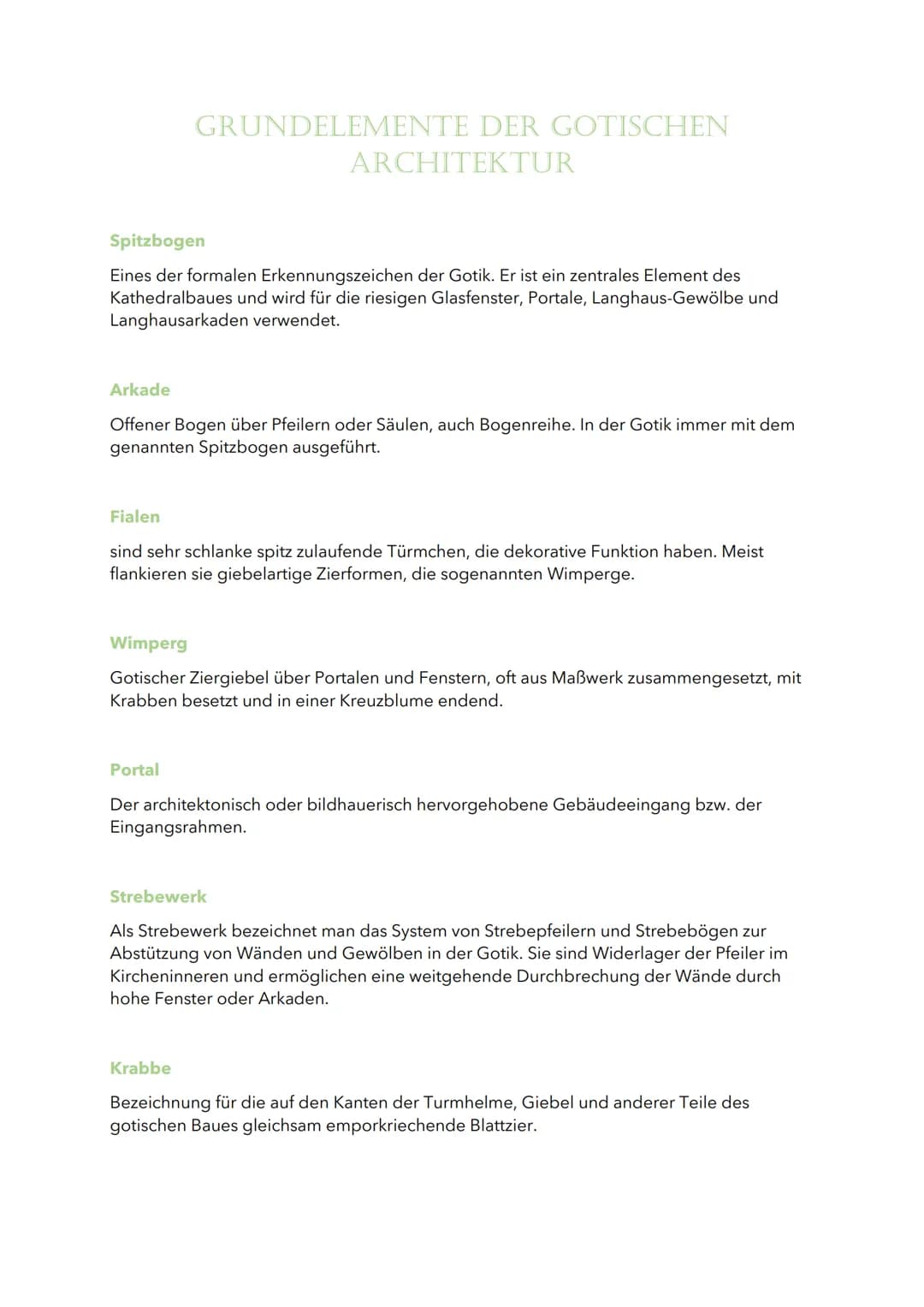 GRUNDELEMENTE DER GOTISCHEN
ARCHITEKTUR
Spitzbogen
Eines der formalen Erkennungszeichen der Gotik. Er ist ein zentrales Element des
Kathedra