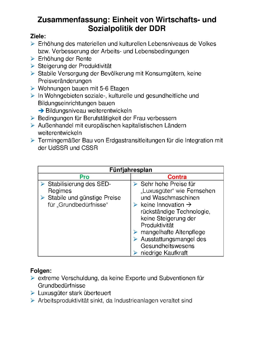 Wirtschafts- und Sozialpolitik der DDR einfach erklärt: Einheit, Fünfjahrespläne und Wirtschaftskrise