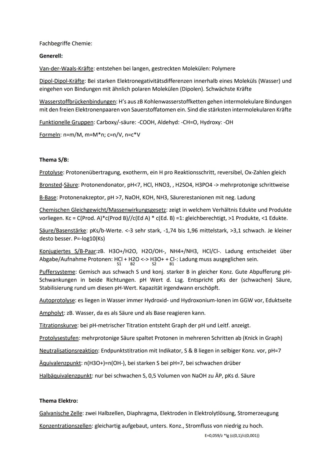 Fachbegriffe Chemie:
Generell:
Van-der-Waals-Kräfte: entstehen bei langen, gestreckten Molekülen: Polymere
Dipol-Dipol-Kräfte: Bei starken E