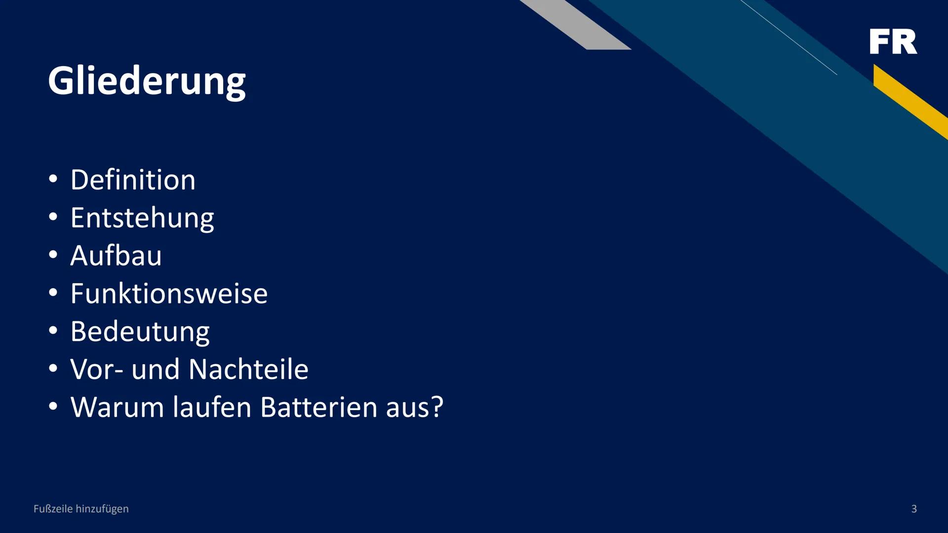 MM LRO 1.5V
LTRA ALKALINE
+
RECHAR
S

Die Zink-Kohle-Batterie
Simon Cumme, BGB20 Definition

Eine Batterie ist ein Speicher für elektrische
