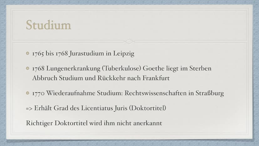 Johann Wolfgang
von Goethe
1749-1832 Kindheit und Jugend
Familie
*28. August 1749 in Frankfurt am Main
→ Eine jüngere Schwester Cornelia (di