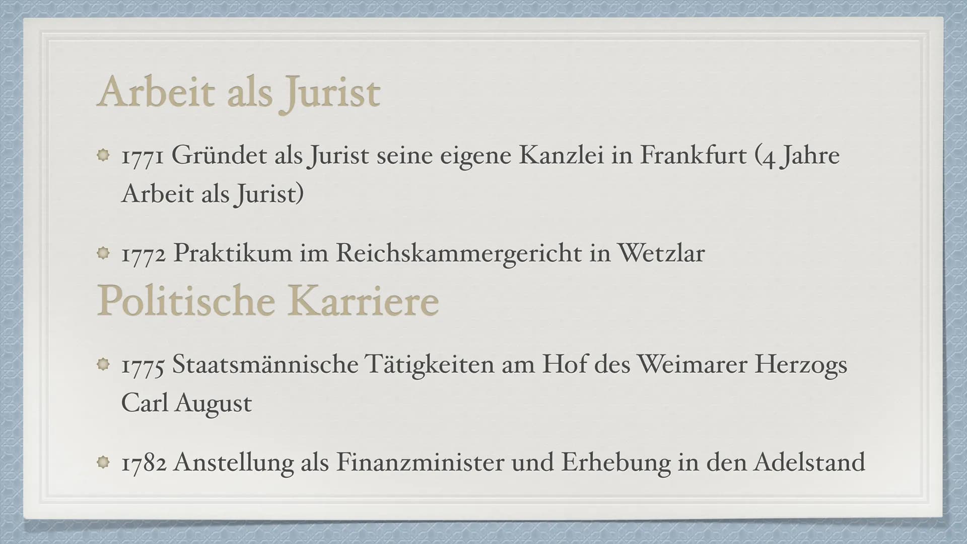 Johann Wolfgang
von Goethe
1749-1832 Kindheit und Jugend
Familie
*28. August 1749 in Frankfurt am Main
→ Eine jüngere Schwester Cornelia (di
