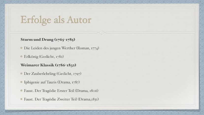 Johann Wolfgang
von Goethe
1749-1832 Kindheit und Jugend
Familie
*28. August 1749 in Frankfurt am Main
→ Eine jüngere Schwester Cornelia (di