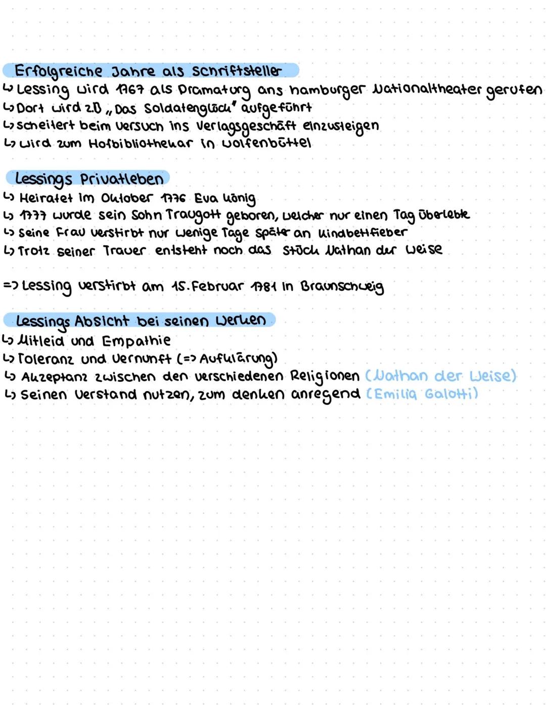 Biografie: Gotthold Ephraim Lessing
L>Lessing war der bedeutenste deutschsprachige Schriftsteller
des 18. Jahrhunderts
↳ Nutzte das Theater 