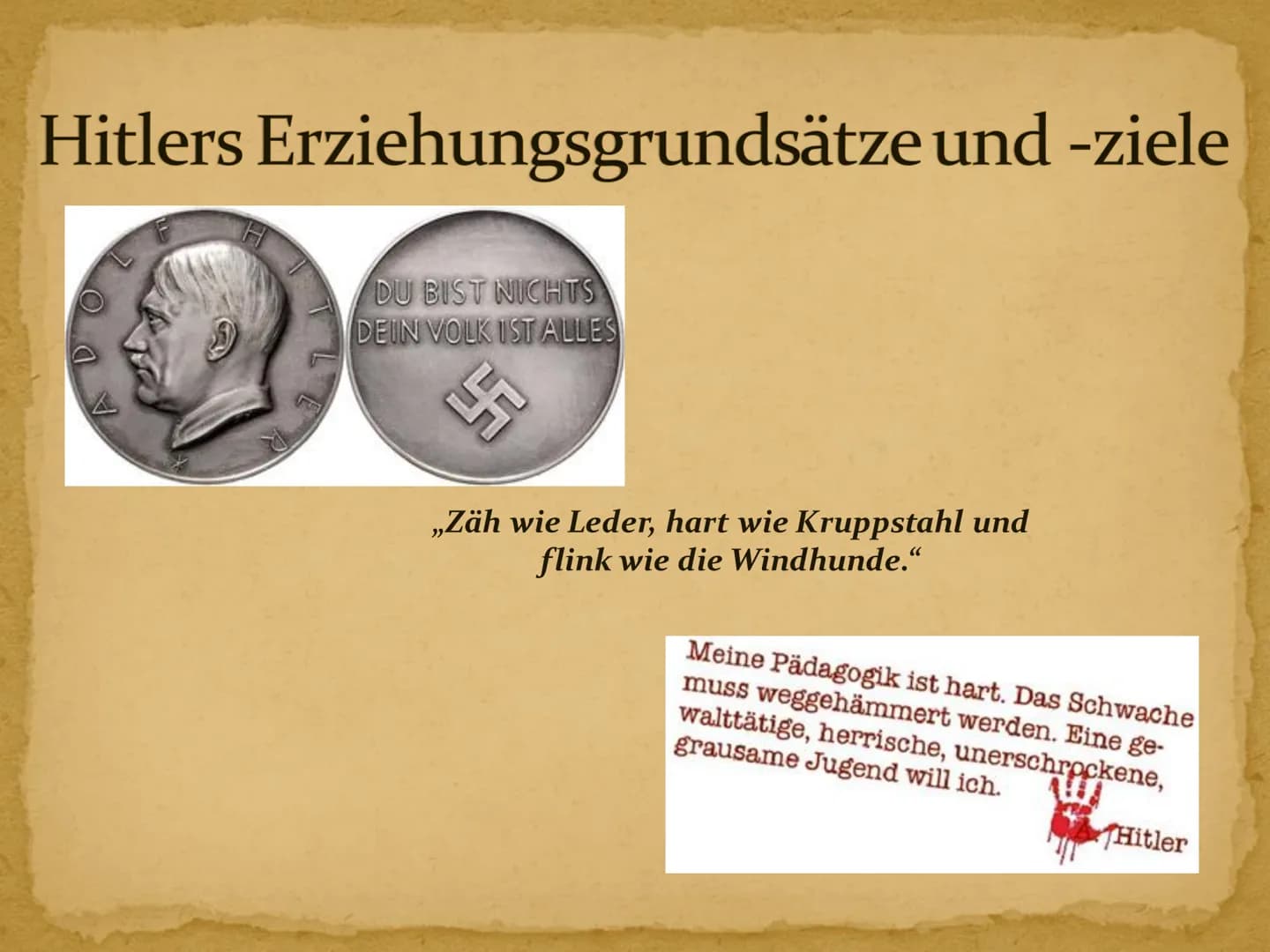 5
Erziehung im Nationalsozialismus Inhaltsverzeichnis
1. Kurzbiographie Adolf Hitler
2. Hitlers Erziehungsgrundsätze und -ziele
3. Vorschuli