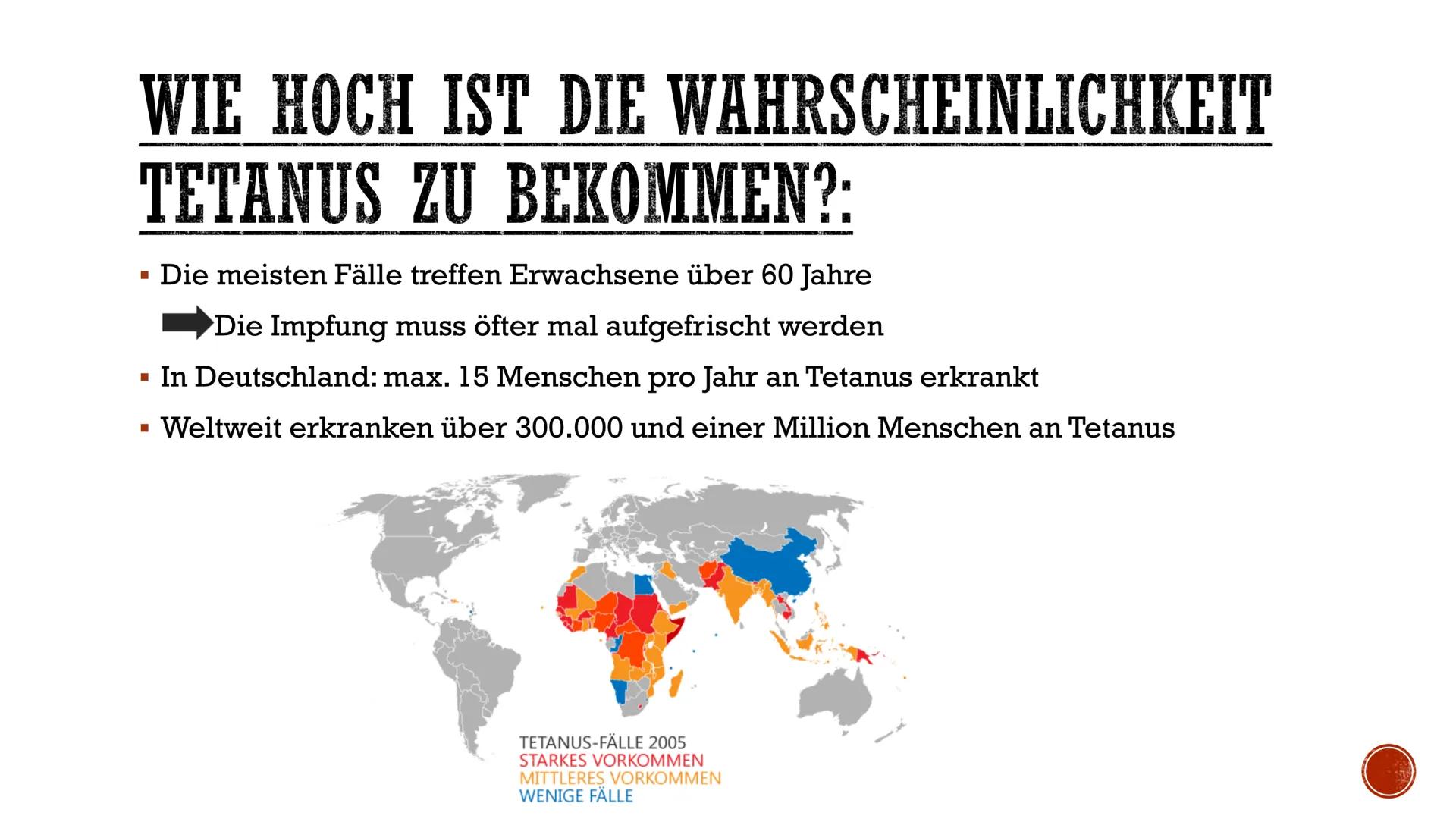 # TETANUS

-PRÄSENTATION- # INHALTSVERZEICHNIS:

- Was ist Tetanus?
- Wie kann man sich mit Tetanus infizieren?
- Die Tetanus Bakterien
- Wa