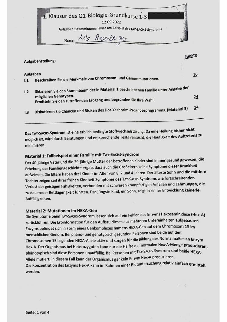 Know Q1.1-Biologie-GK-Klausur-Genetik-15Punkte (1+) thumbnail