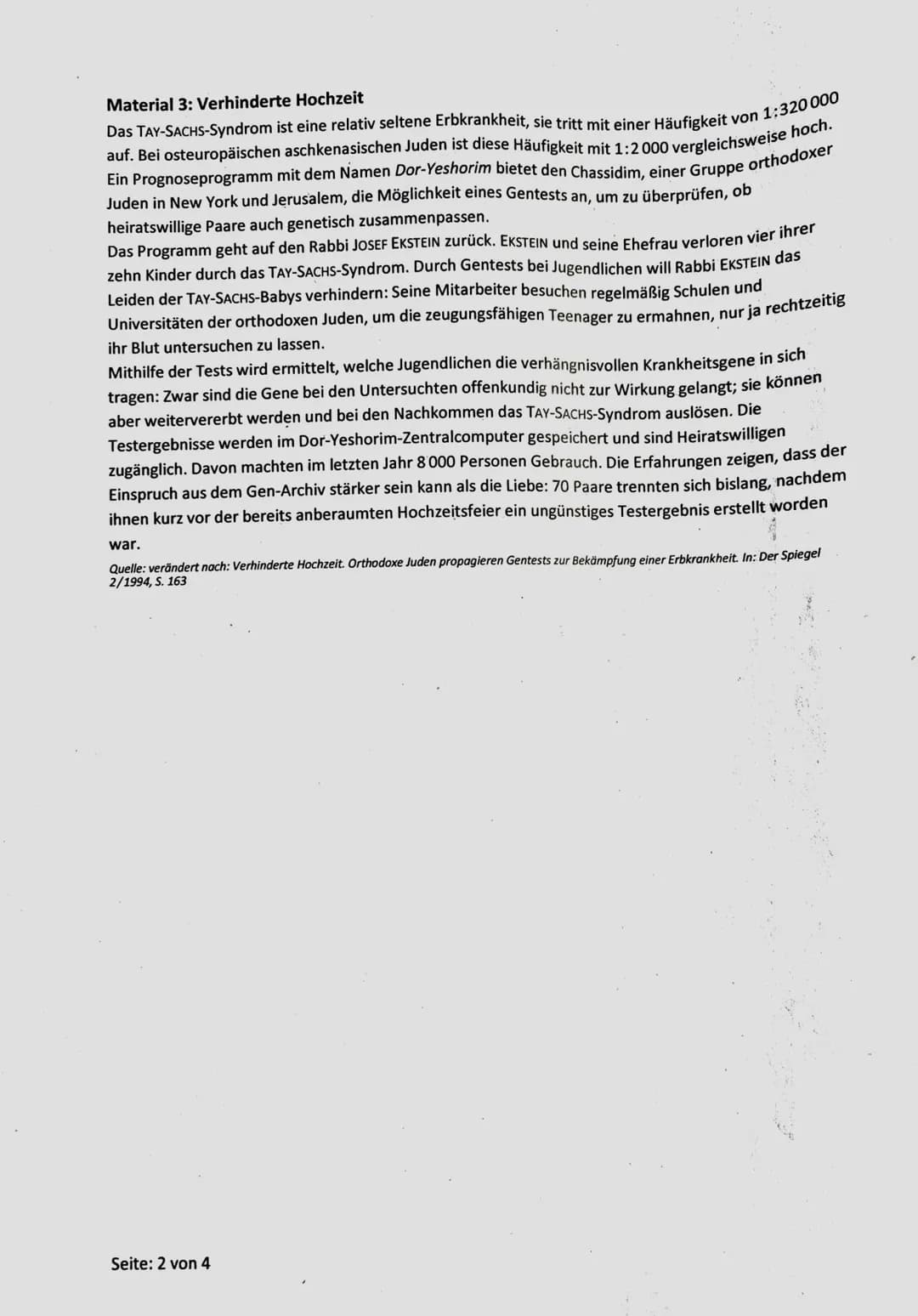 1. Klausur des Q1-Biologie-Grundkurse 1-3|
12.09.2022
Aufgabe 1: Stammbaumanalyse am Beispiel des TAY-SACHS-Syndroms
Name:
Nils Rosenberger
