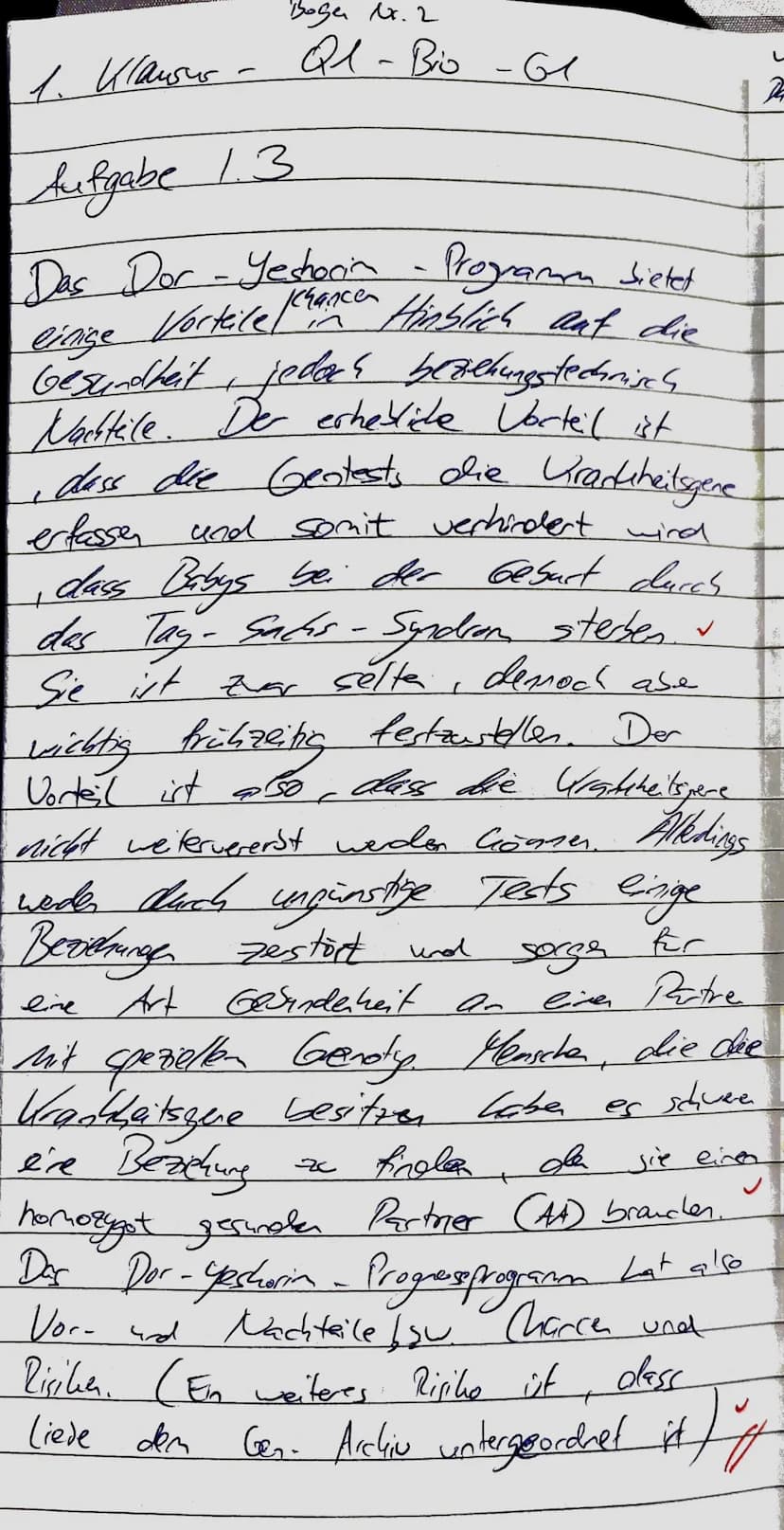 1. Klausur des Q1-Biologie-Grundkurse 1-3|
12.09.2022
Aufgabe 1: Stammbaumanalyse am Beispiel des TAY-SACHS-Syndroms
Name:
Nils Rosenberger
