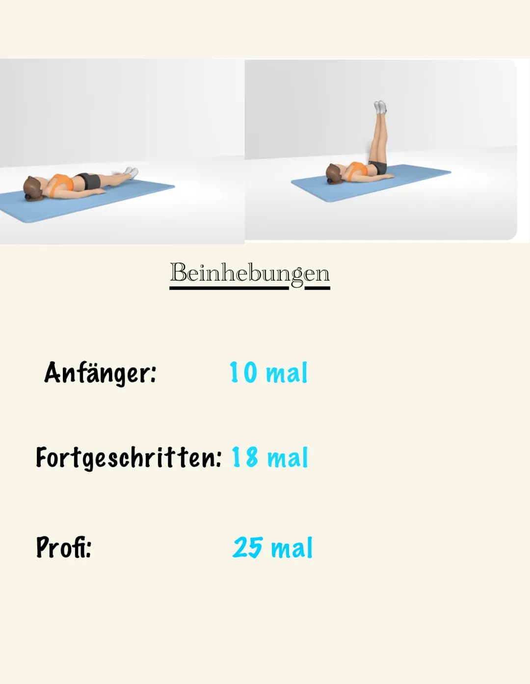 Zum Schluss noch ein bisschen Dehnen!!!
Dehnung im Stand (links u. Rechts) Wandsitzen
Anfänger:
Fortgeschritten: 40 Sekunden
Profi:
25 Sekun