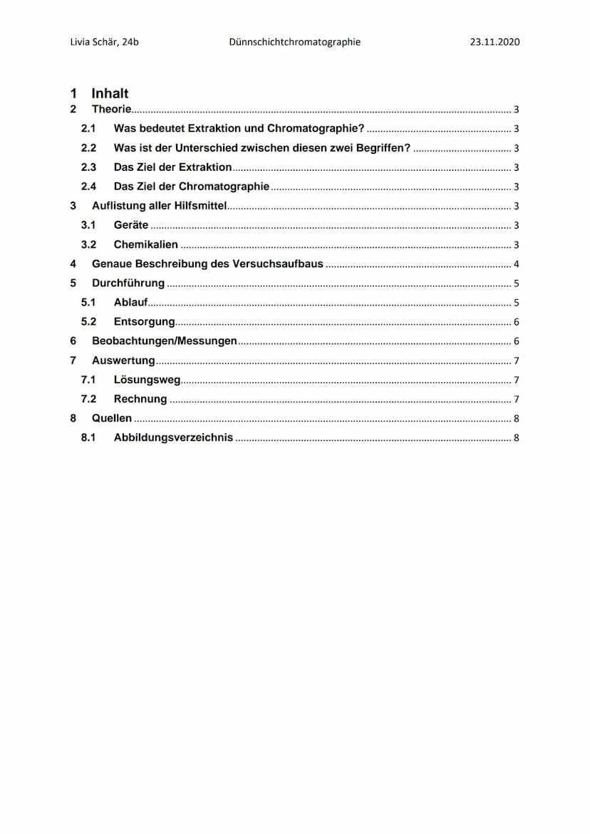 Livia Schär, 24b
Dünnschichtchromatographie
Stoofen
Abbildung 2: Chromatographische Trennung der Blattfarbstoffe
Abbildung 3: Veränderung de