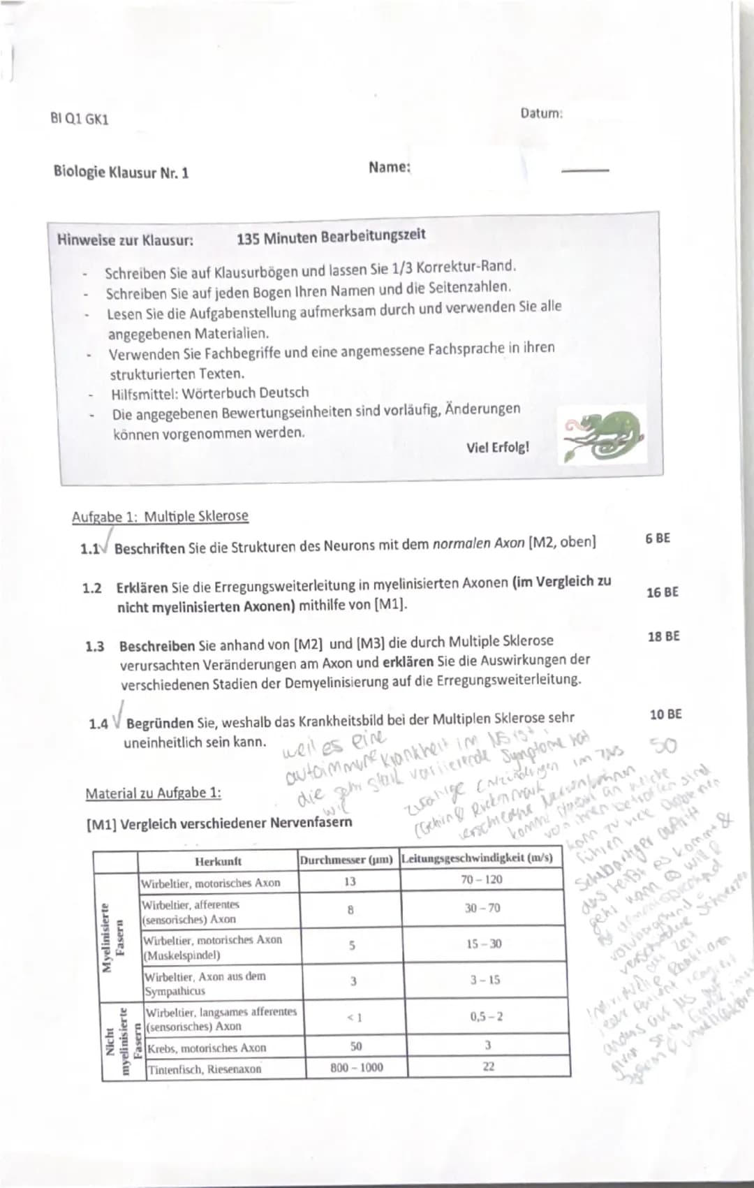 Neurobiologie Klausur 