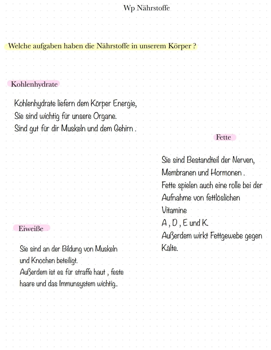 Was sind Nährstoffe.
Wp Nährstoffe
Ein Nährstoff ist eine Substanz die unser Körper für seinen
Aufbau und seine Funktion braucht. Die Nährst