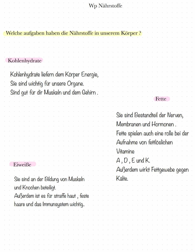 Was sind Nährstoffe.
Wp Nährstoffe
Ein Nährstoff ist eine Substanz die unser Körper für seinen
Aufbau und seine Funktion braucht. Die Nährst