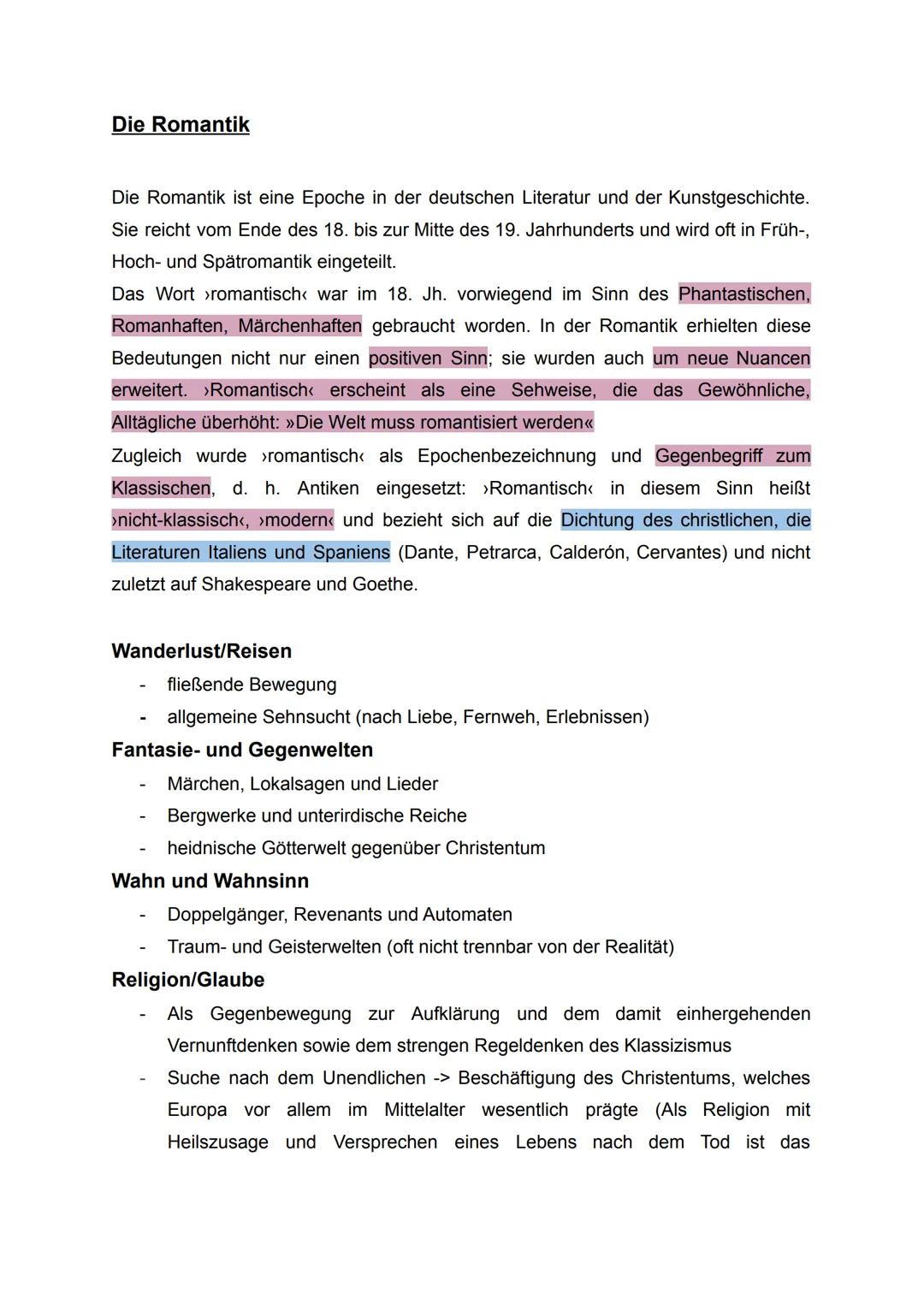 Die Romantik
Die Romantik ist eine Epoche in der deutschen Literatur und der Kunstgeschichte.
Sie reicht vom Ende des 18. bis zur Mitte des 