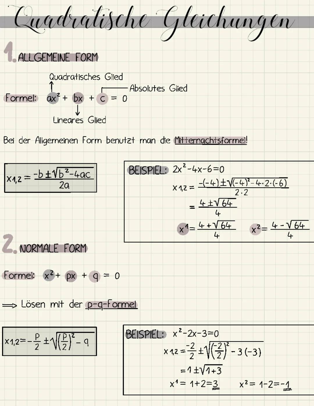 Quadratische Gleichungen einfach erklärt: Mit Lösungen, Übungen und Mitternachtsformel