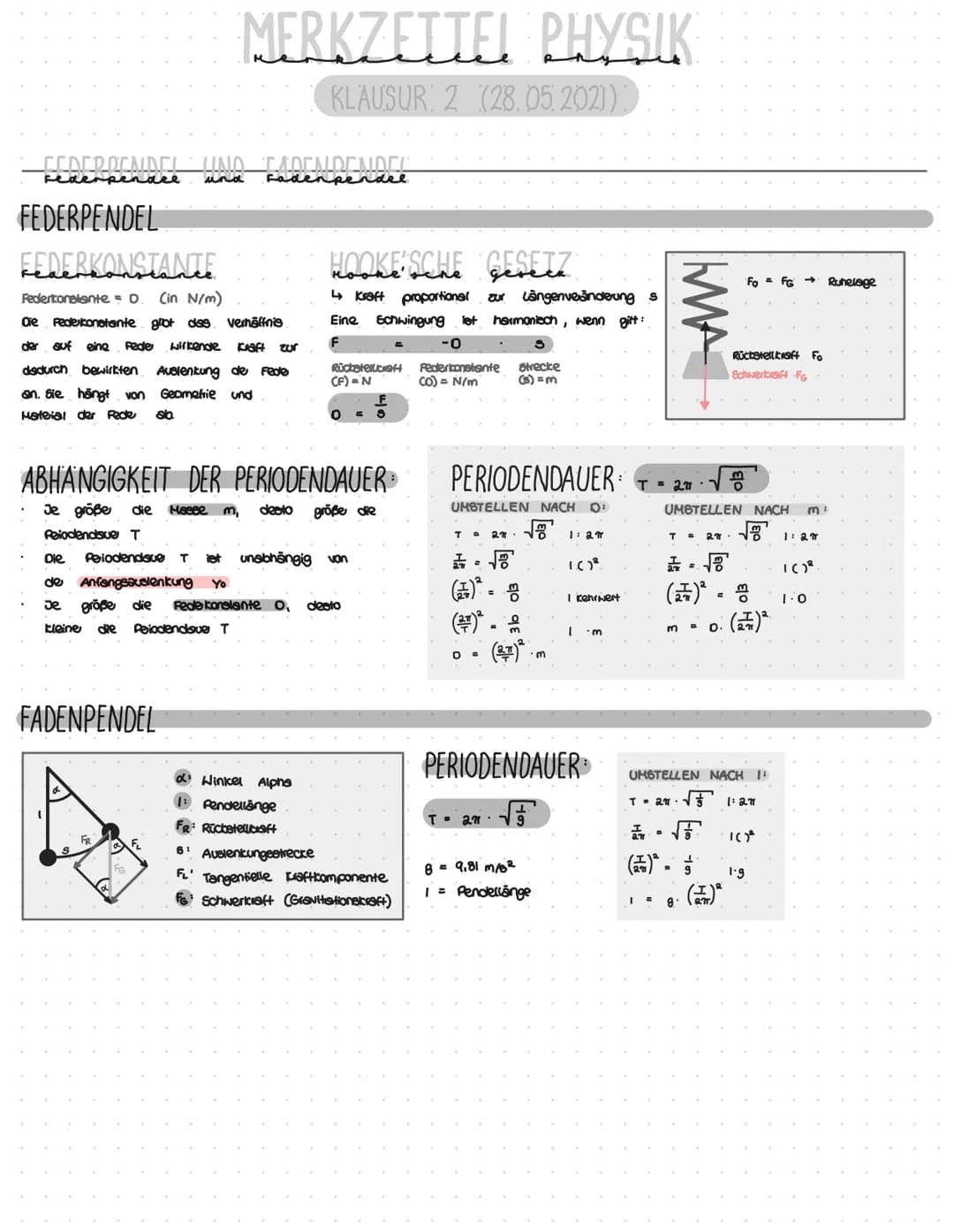 RECCUBEIRUNG VON CccutuNeuvecu:
Beschreibung
Schwingungen
PERIODENDALER oder Schwingungsdauer
↳ Zeitdauer zwischen zwei gleichen Bewegungszu