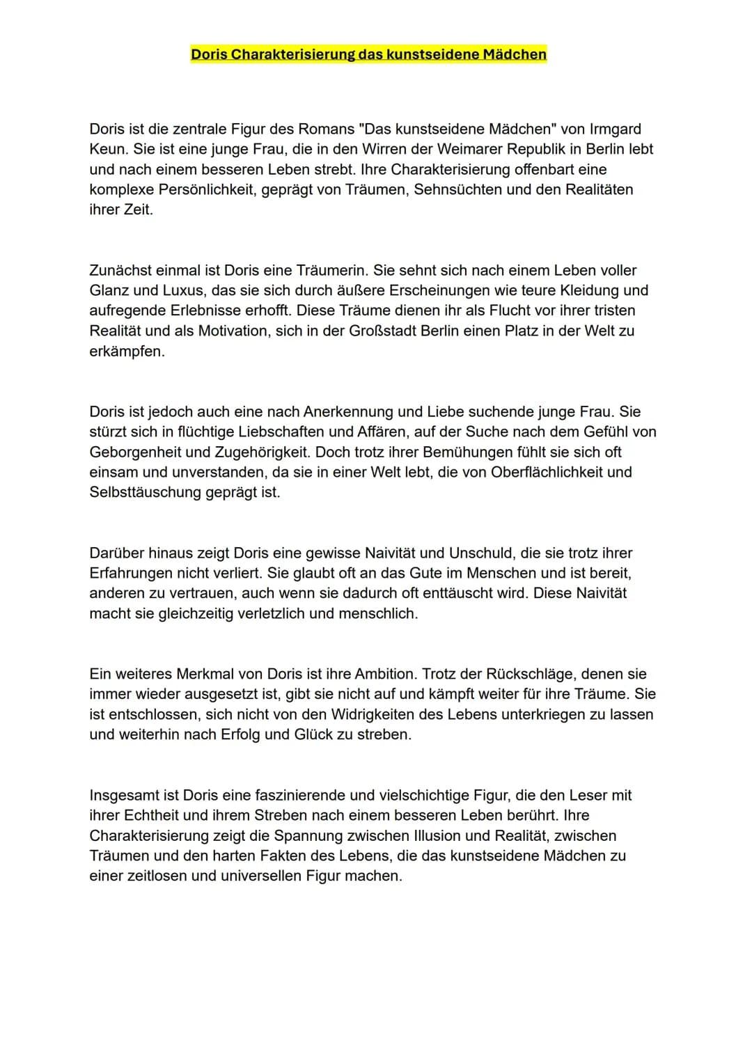 Doris das kunstseidene Mädchen