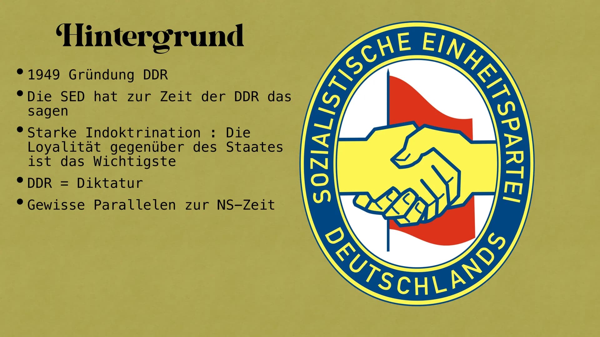 Jugend in der DDR
Fabienne & Louisa Hintergrund
Bildung
Die FDJ
Inhalt
Freizeitgestaltung
Jugendgruppen
Bewegungen und Proteste gegen den St